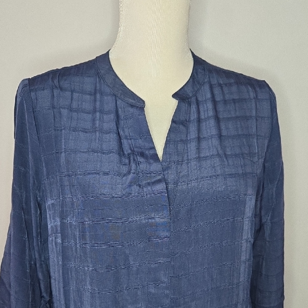 G by Giuliana Medium Petite Navy Lightweight Tiered Midi Flowy Dress NEW